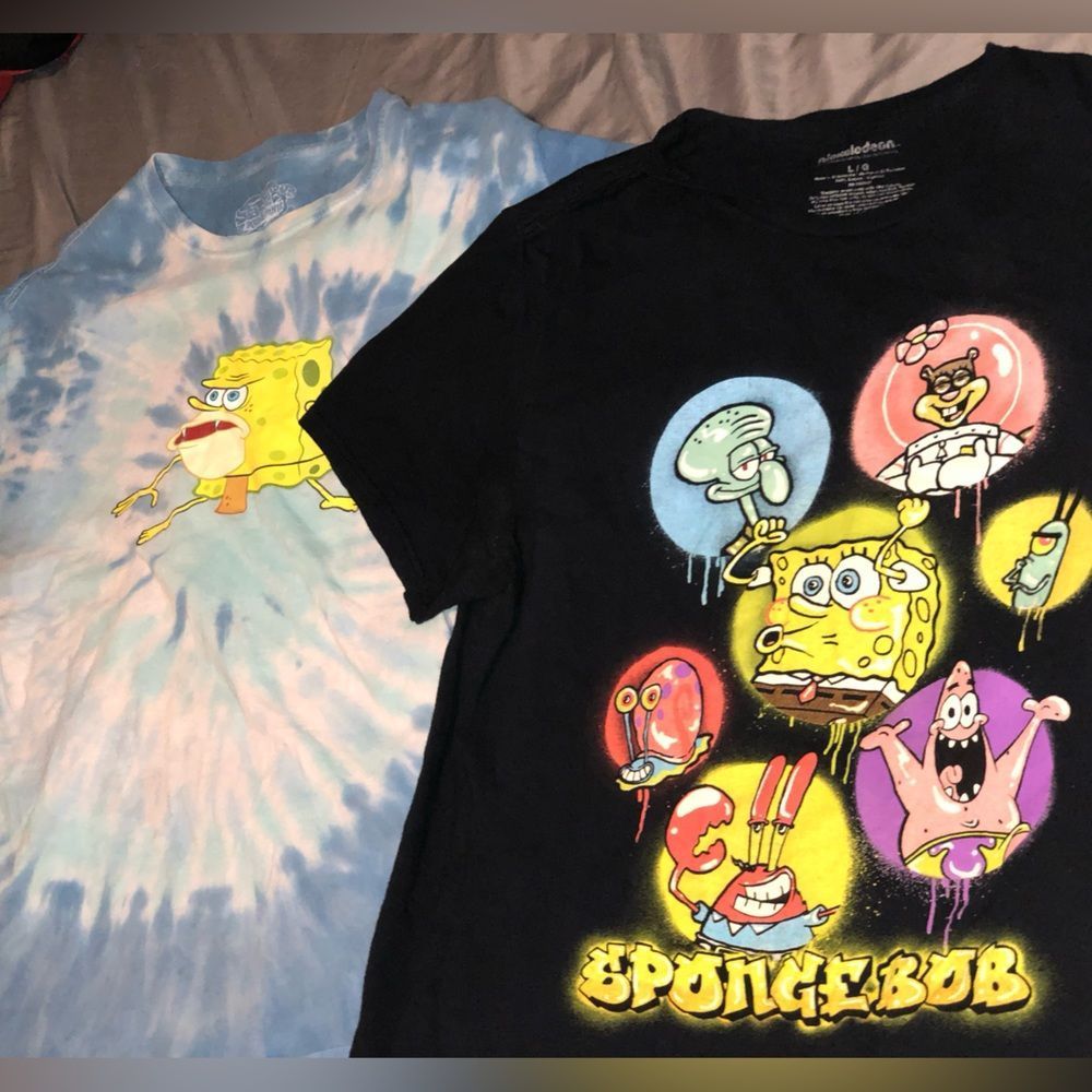 2 large SpongeBob graphic t-shirt bundle